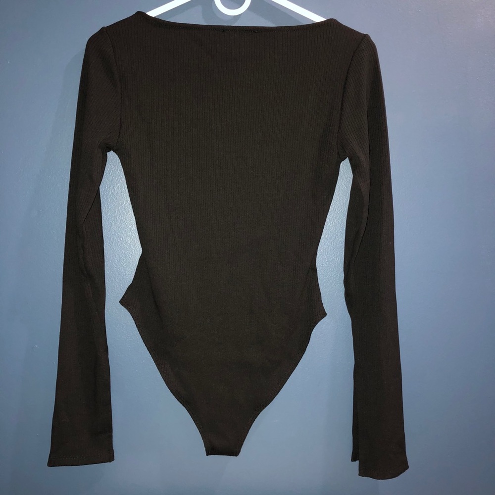 NWT F21 Black Bodysuit Ribbed w/ Vented-Sleeve - Picture 3 of 8